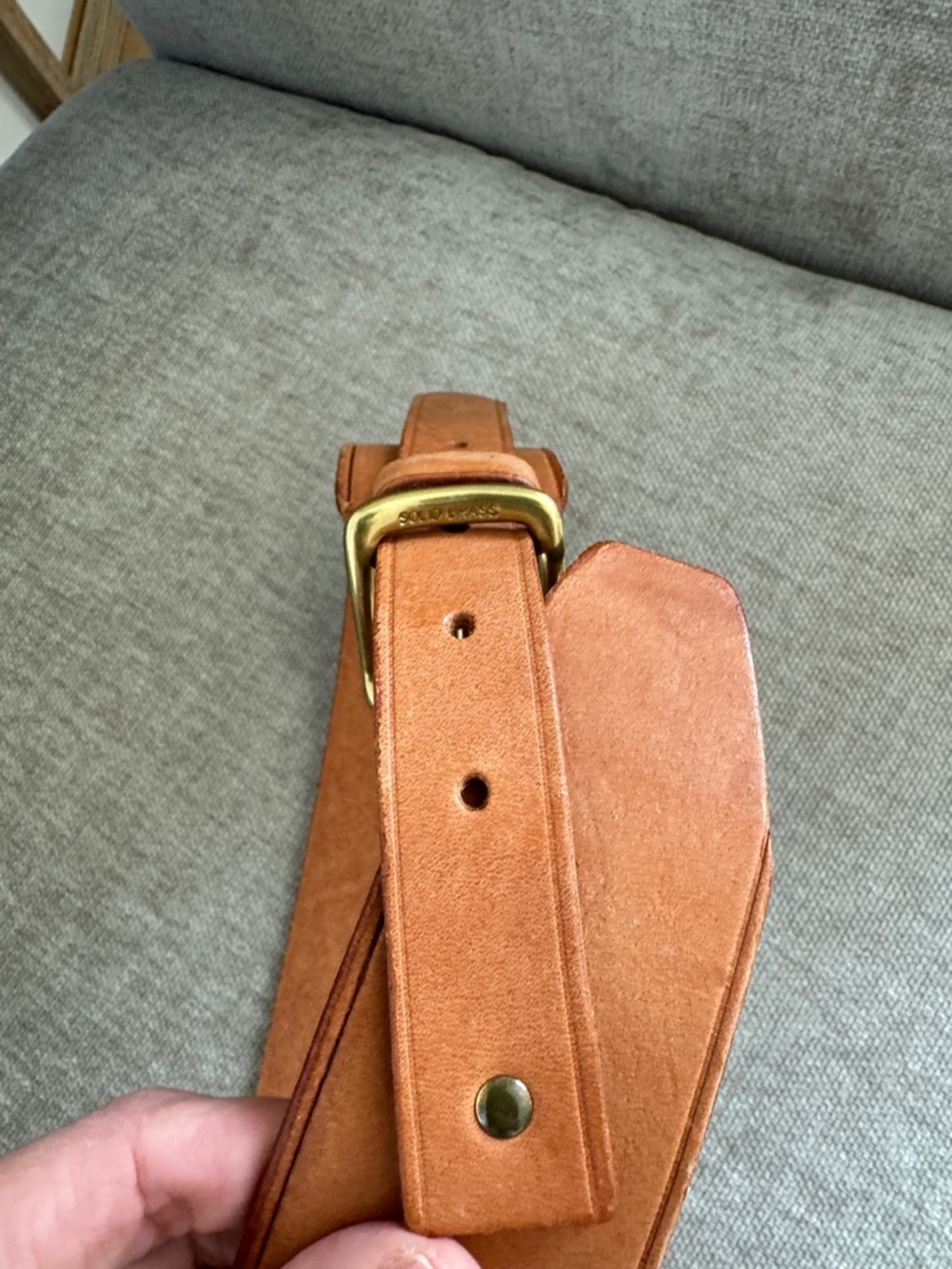 Like New J.Crew Waist Belt in Tan with Brass Buckle - Picture 4 of 6